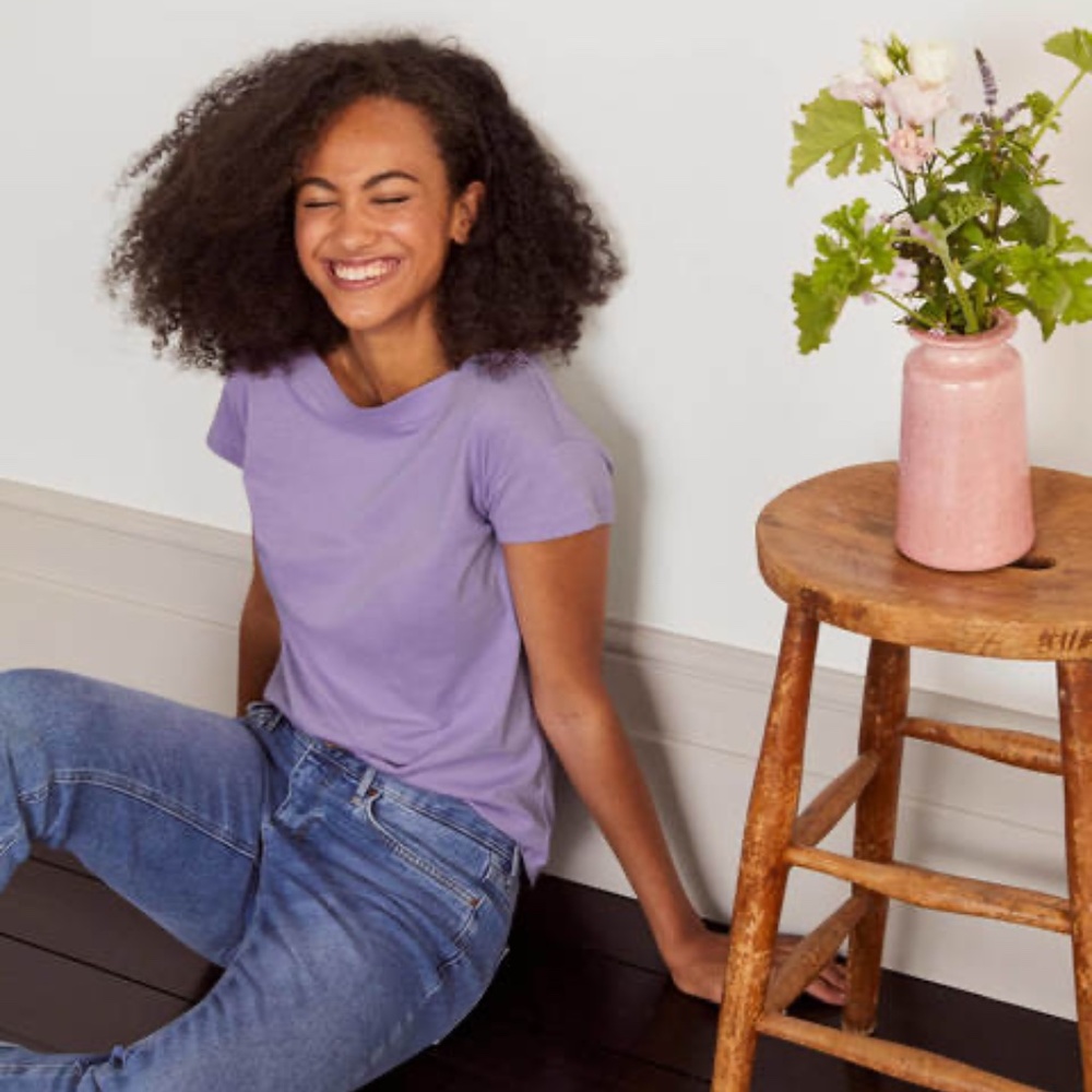 Boden Super Soft Slash Neck Tee in Cool Violet